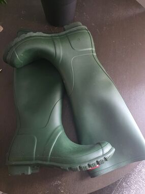 Hunter Dark Green Lace-Up Rubber Boots